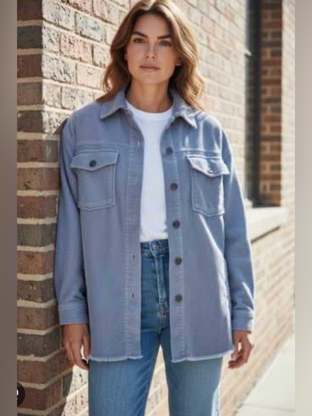 ZARA Corduroy Oversized Button Up Blue Grey XS